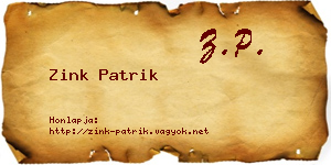 Zink Patrik névjegykártya